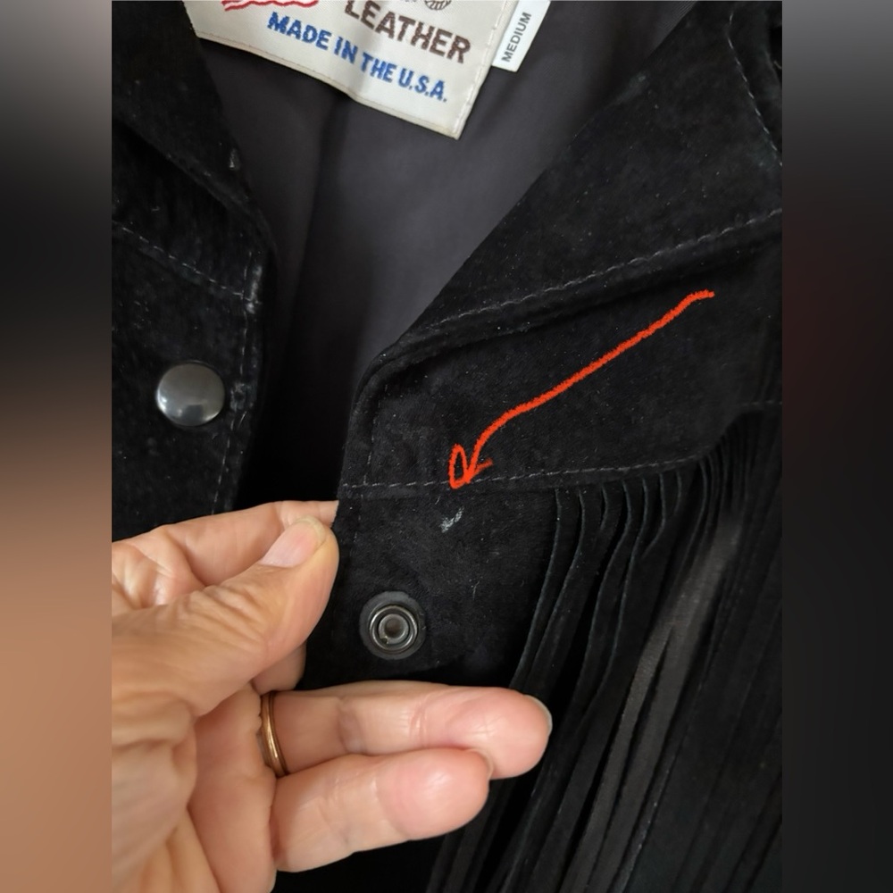Black Suede Fringe Leather Jacket by - Picture 13 of 16